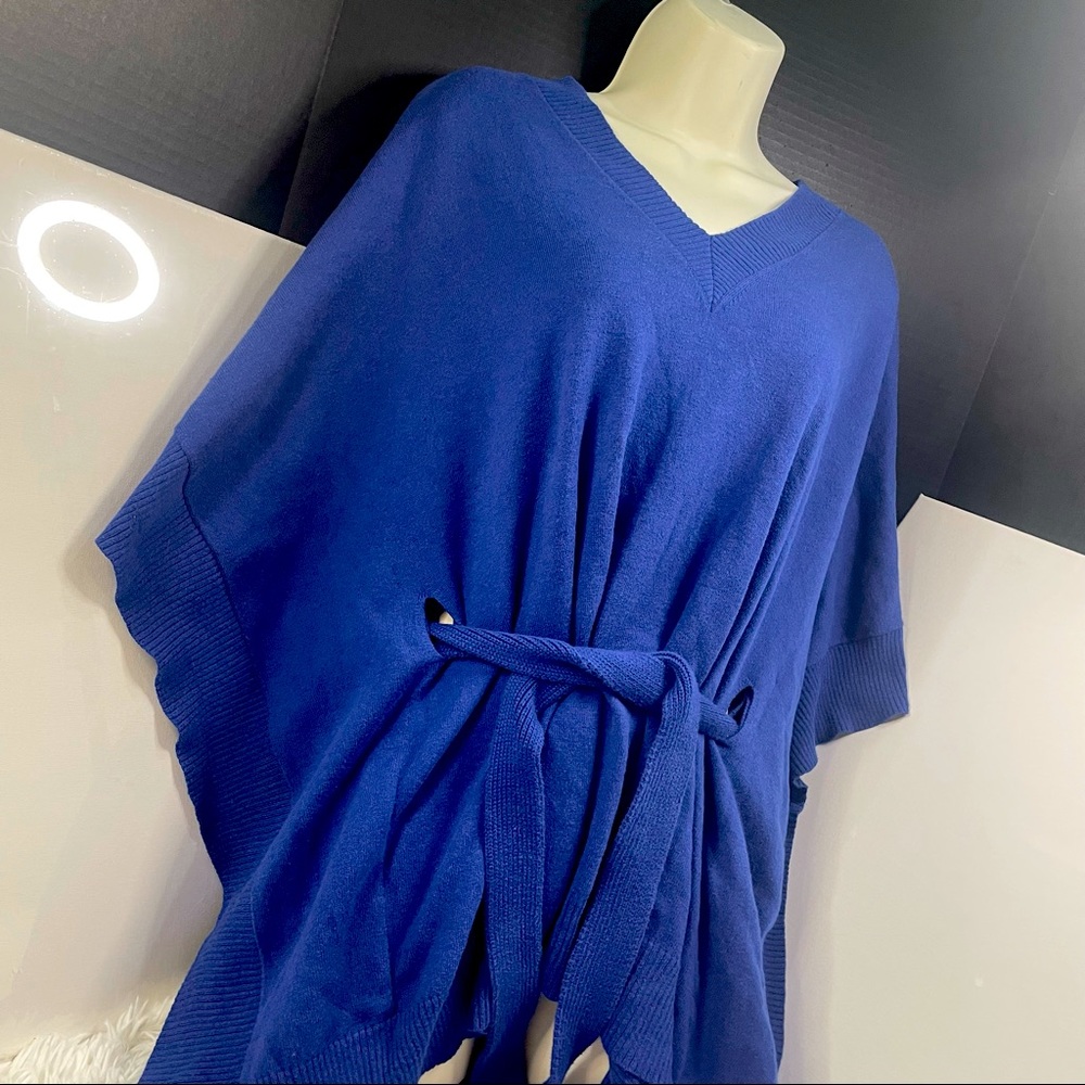 Michael Kors Blue Poncho Style Sweater LG